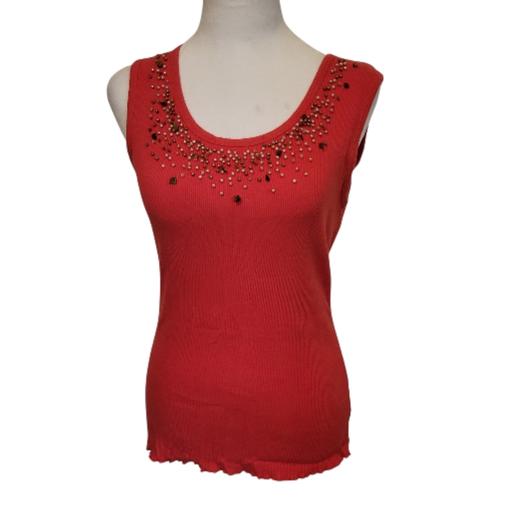 Atmosphere Ribbed Tsnk Red sz S